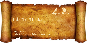 Löb Milda névjegykártya